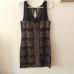 Free People Bodycon dress L dark gray with little flowers